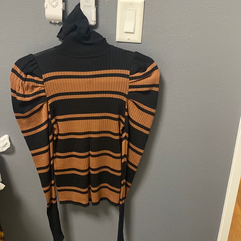 Brown and black striped  turtle neck